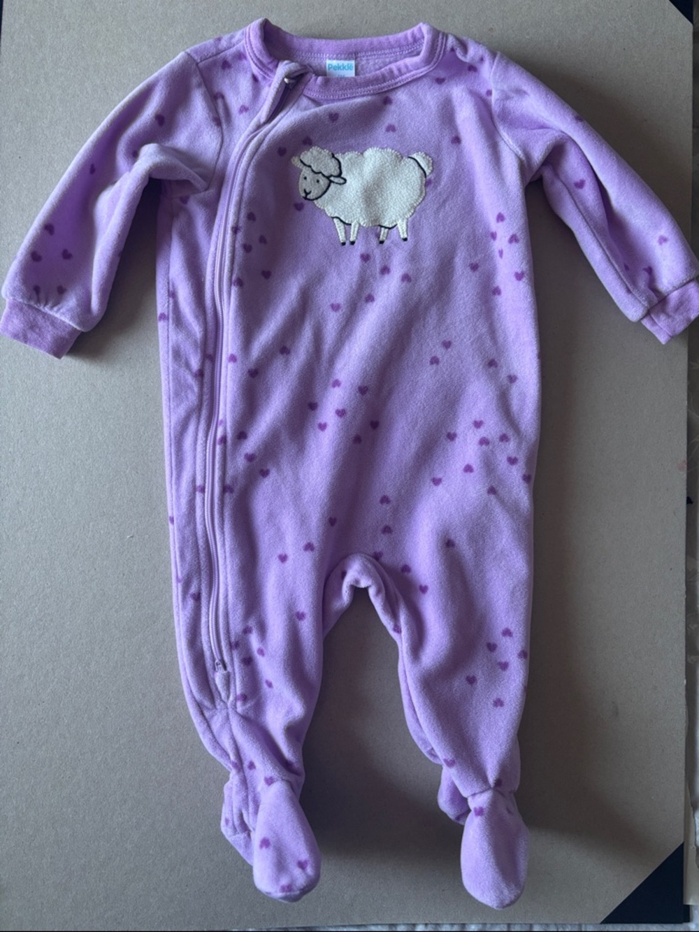 ❤️6M Baby Purple Sheep Fleece One-Piece Romper